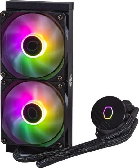 Ftohës CPU me ujë, Cooler Master MasterLiquid Lite 240L Core ARGB MLW-D24M-A18PZ-R1, radiator 240mm, 2x120mm ARGB, 27 dB, 800 rpm, i zi