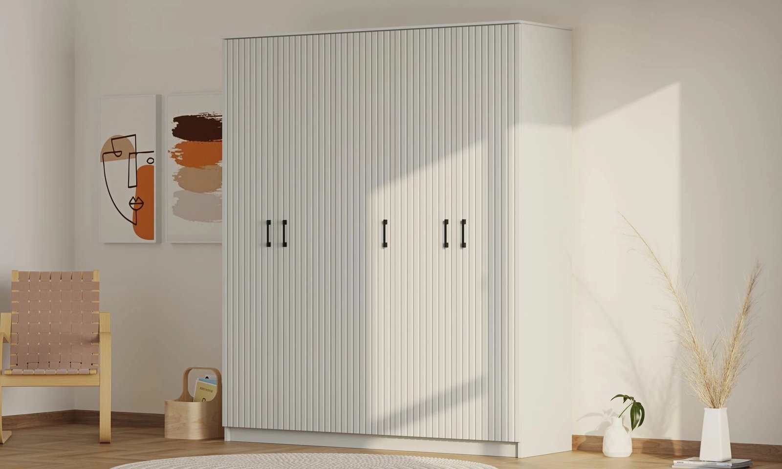 Dollap garderobe Skye Decor, ngjyrë e bardhë matte, RB-185-04