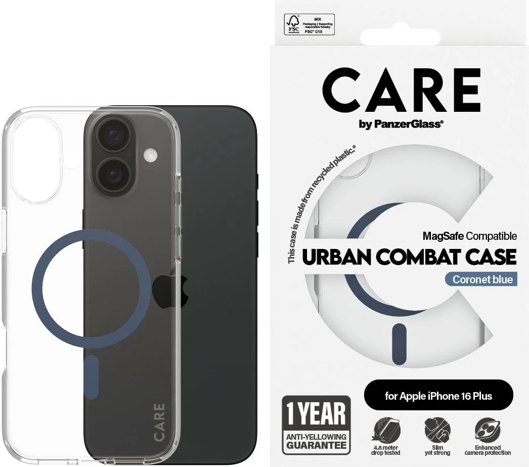 Mbështjellës PanzerGlass CARE Case Flagship MagSAFE për iPhone 16 Plus, transparent