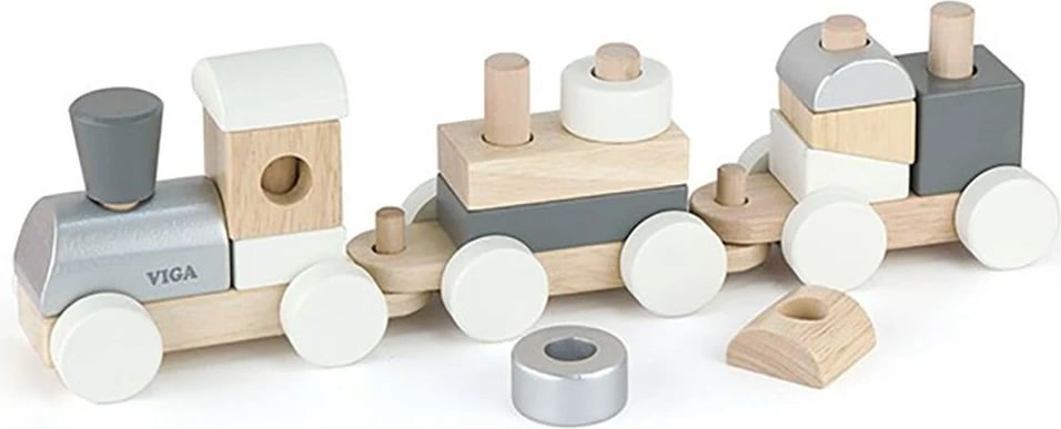 tren druri me blloqe, Viga, 14 blloqe, 18+ muaj, 40.8 x 12 x 8 cm, multingjyrësh