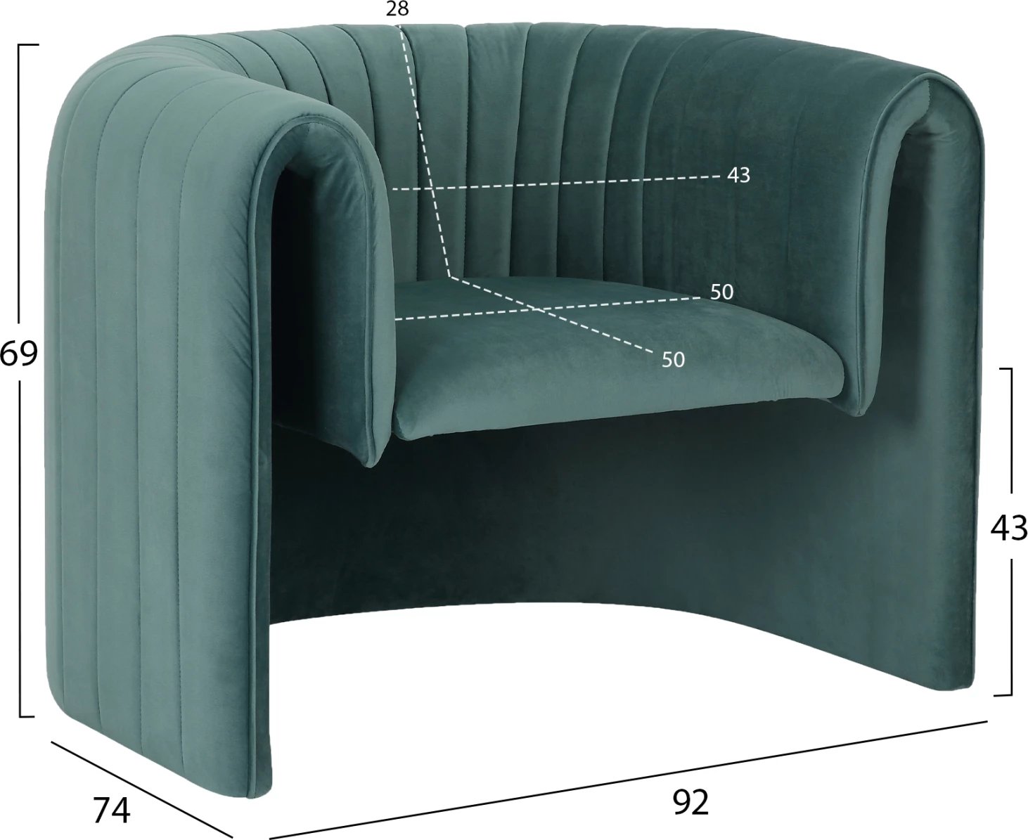 Fotelje RIKER FH9682.06 kornizë metali-kadife mente 92x74x69Hcm