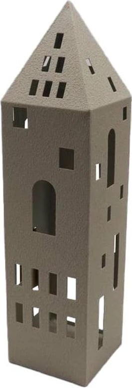 Dekoratë për qiri, LANTE, metal, bezhë, 9.2x9.2x36 cm