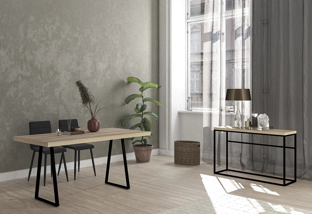 Konsol Ale, sonoma e zezë, 120x39x77