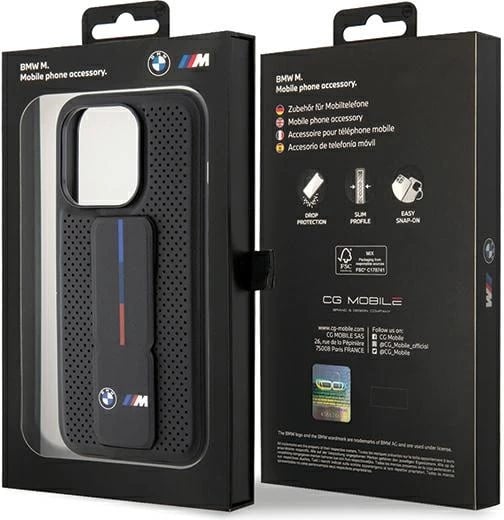Mbështjellës BMW Grip Stand Smooth & Perforated për iPhone 15 Pro Max, i zi
