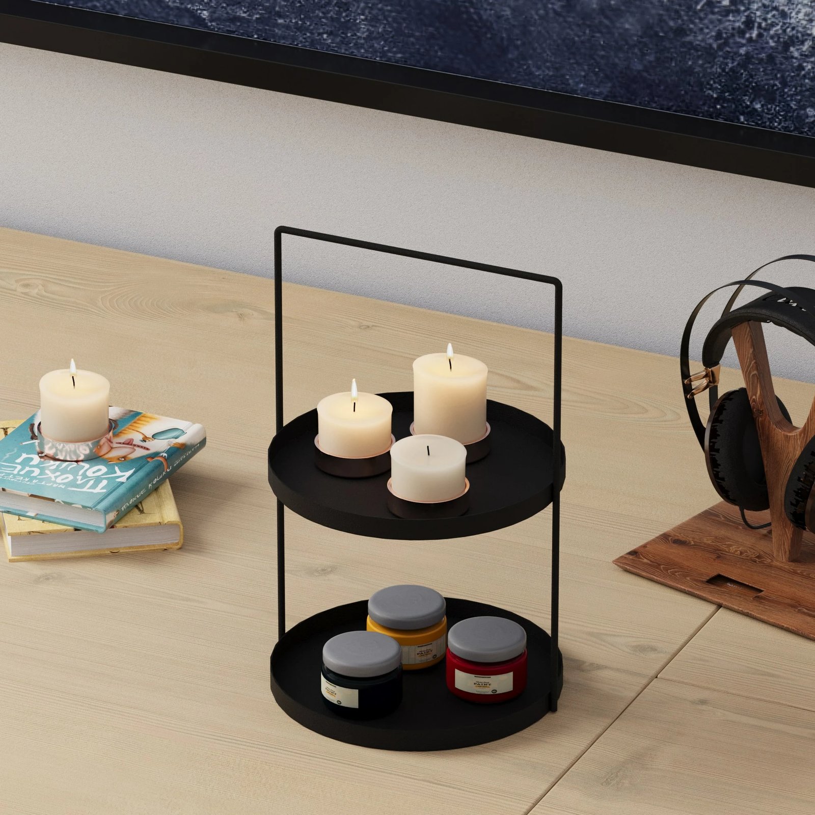 Aksesor dekorativ metalik, dizajn Aberto, Tılos, ngjyrë e zezë