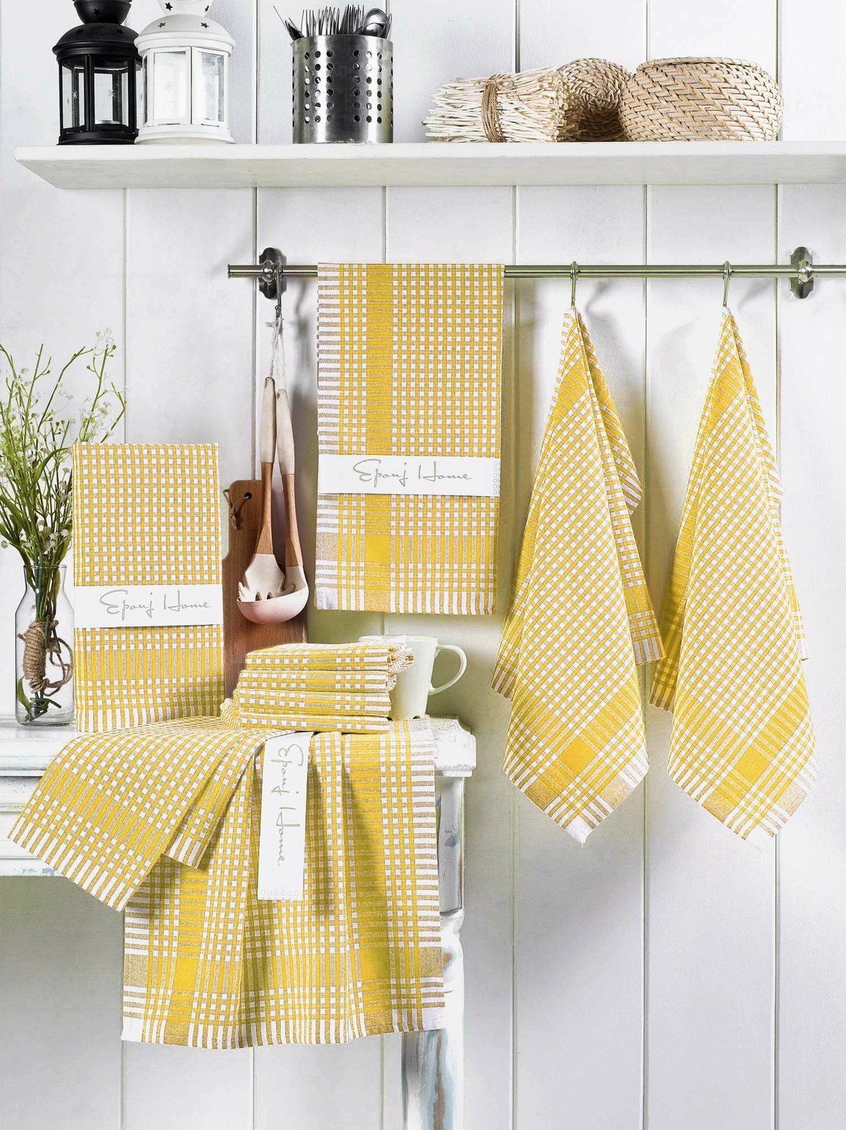 Set peshqirësh për larje (10 copë), Hermia Concept, pötikareli, e verdhë