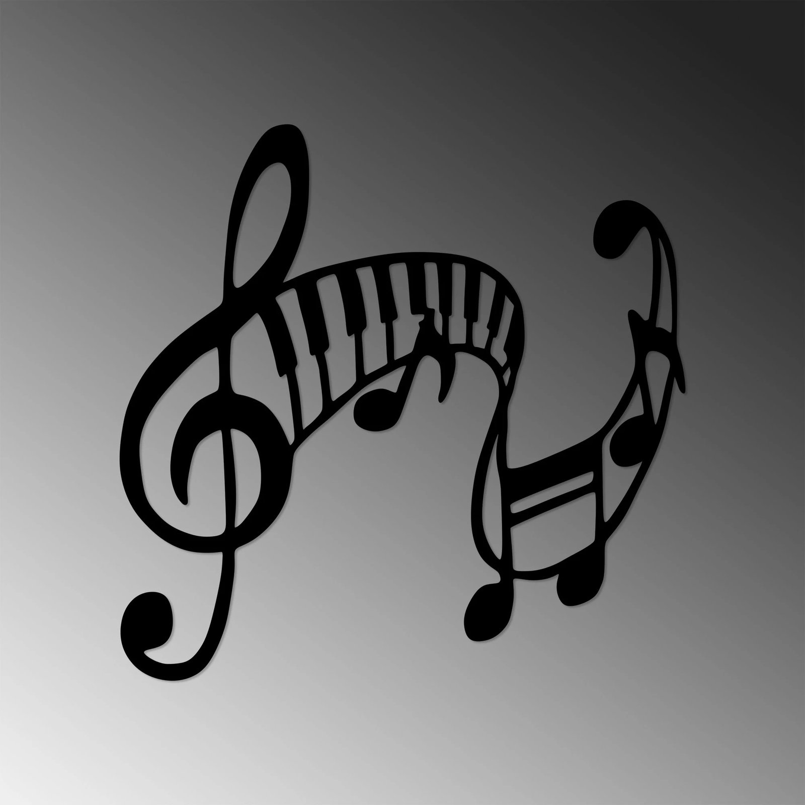 Aksesor dekorativ muri prej metali, motiv muzikor, ngjyrë e zezë, 70x68cm