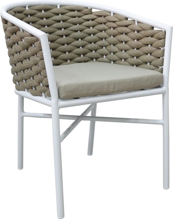 Karrige alumini Noevo e grumbullueshme me kornizë të bardhë-litar natyral 57x62x77cm