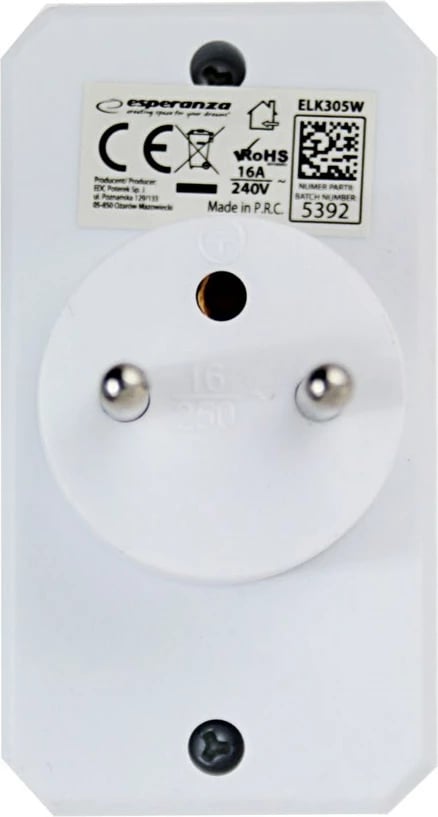 Shpërndarës elektrik Esperanza ELK305W, 2 dalje, i bardhë