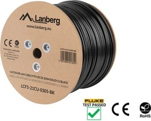 Kabllo rrjeti Lanberg Cat.5E F/UTP, 305m, e zezë, outdoor