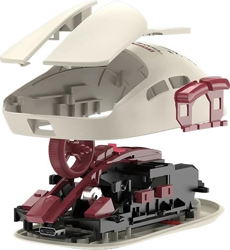 Maus A4-Tech Bloody R72 ULTRA DUO Pixels Red, wireless, RGB, i bardhë