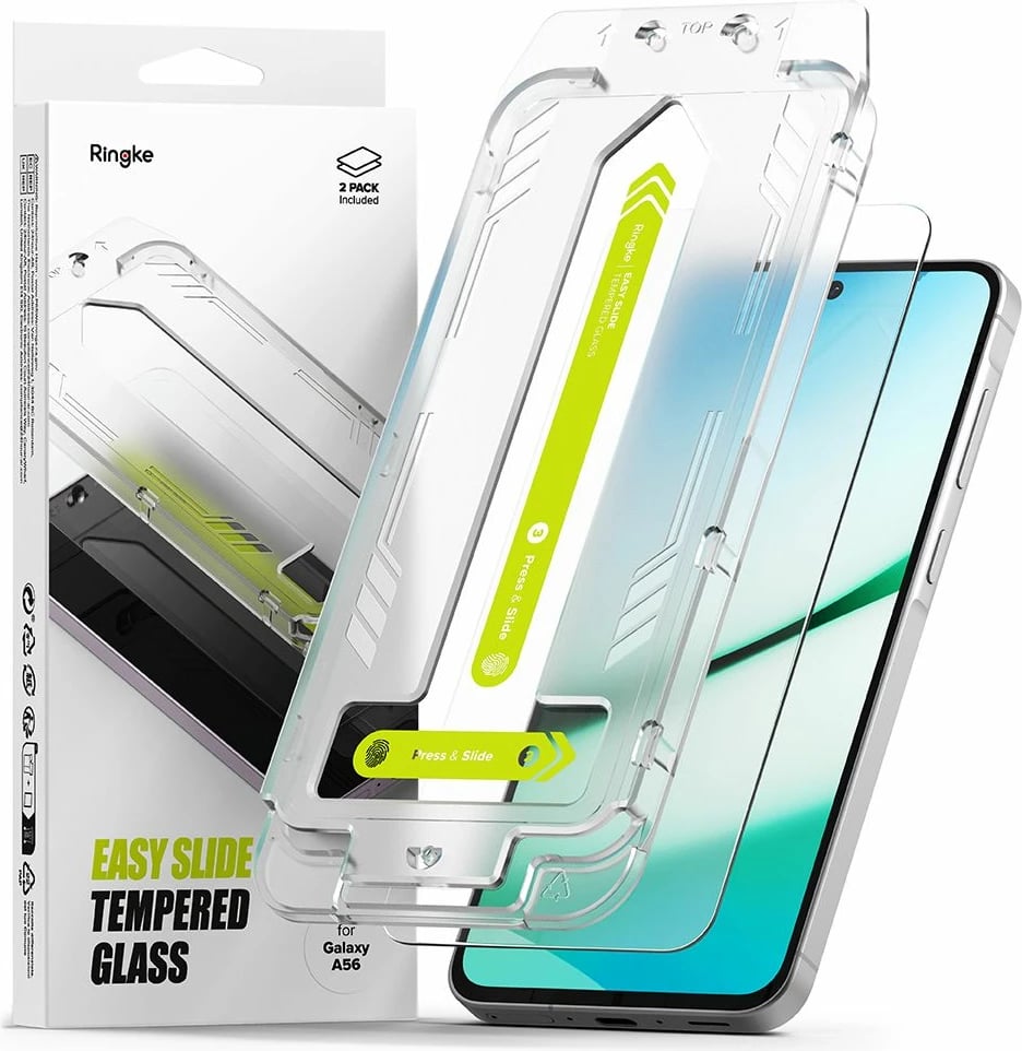 Xham i temperuar Ringke Easy Slide për Samsung Galaxy A56 5G, 2 copë, Transparent