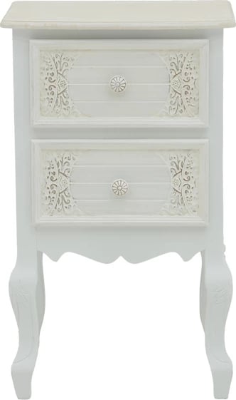 Komodinë Pazlen Inart, ngjyrë e bardhë antike, MDF, 40x45x65cm