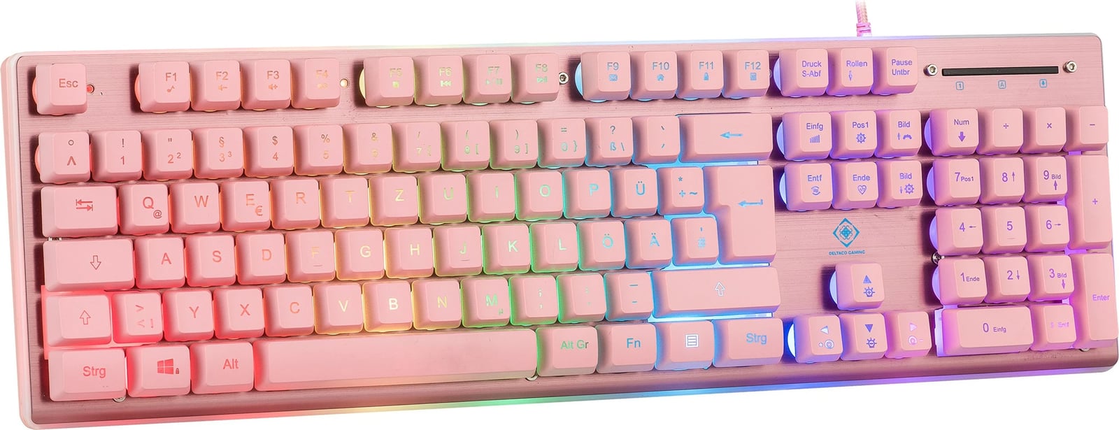 Tastaturë gaming Deltaco Gaming USB, RGB, pink