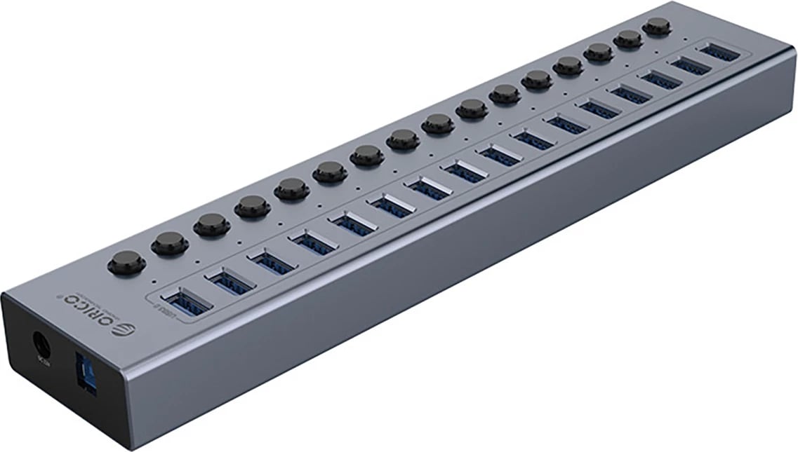 Hub USB Orico BT2U3-16AB, 16x USB-A 3.0 me çelësa, Gri