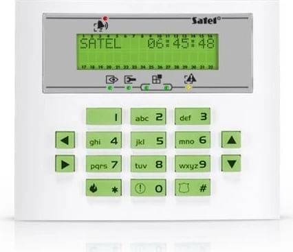 Manipulator SATEL INT-KLCDS-GR me ekran LCD, tastierë numerike, bardhë/jeshil
