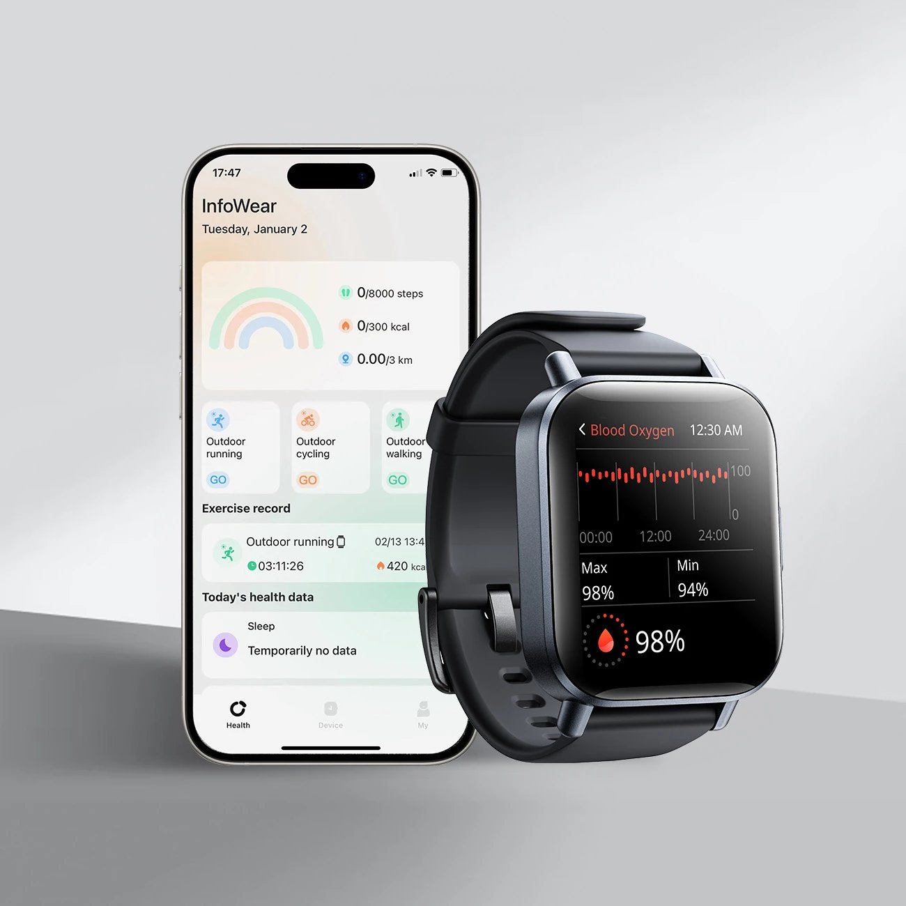 Smartwatch Joyroom Fit-Life JR-FT3S, 1.96", Bluetooth, 340 mAh, Gri