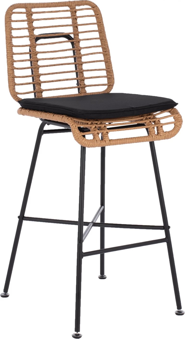 Karrige për bar metalike EDDIE me jastëk FH5708 me wicker bezhë 45x46.5x115 cm