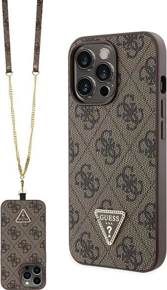 Mbështjellës Guess Crossbody 4G Metal Logo për iPhone 13 Pro/13, Kafe me rrip