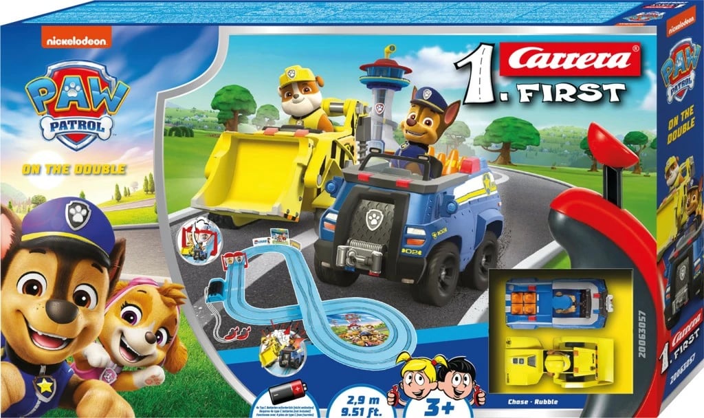 Set pistë gare Carrera FIRST Paw Patrol On the Double, 2.9m, shumëngjyrësh
