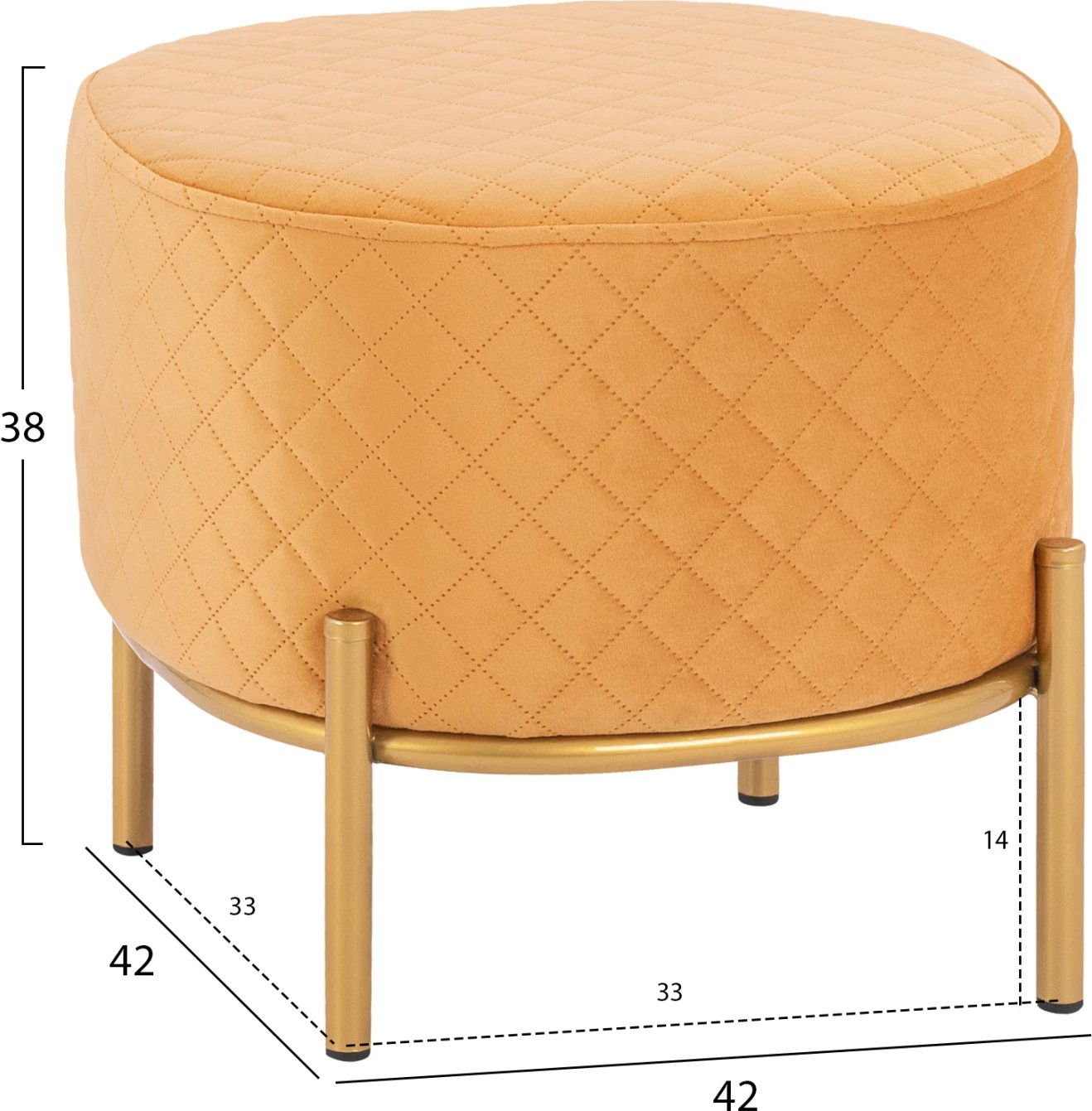 Karrige për bar Sinta FH8638.09, kadife e artë me bazë të artë, 42x42x38 cm