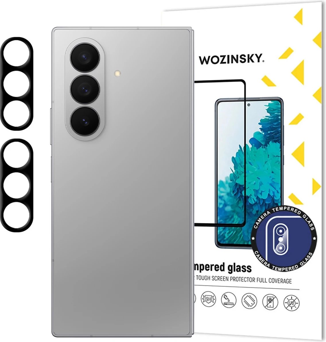 Mbrojtës xhami për kamerë, Wozinsky, Full Camera Glass, për Samsung Galaxy Z Fold 7, Set prej 2 copë, Zi