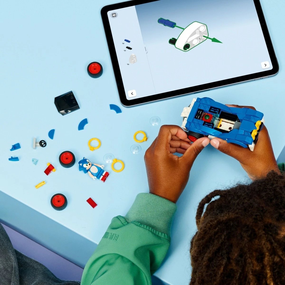 Set ndërtimi LEGO Sonic the Hedgehog 77117 Speedster Lightning 126 pjesë, 7+, blu e bardhë