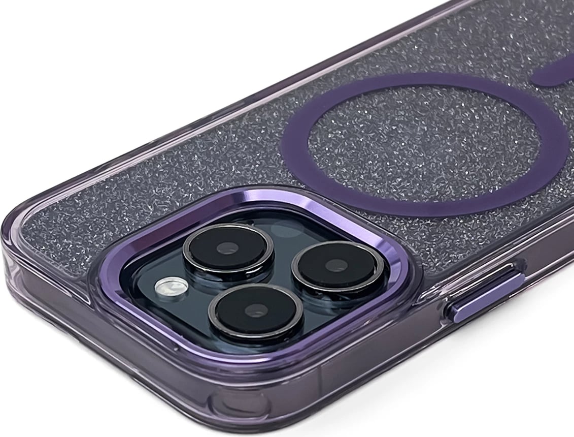 Mbështjellës Hurtel Glitter Case MagSafe për iPhone 16 Pro Max, vjollcë me shkëlqim
