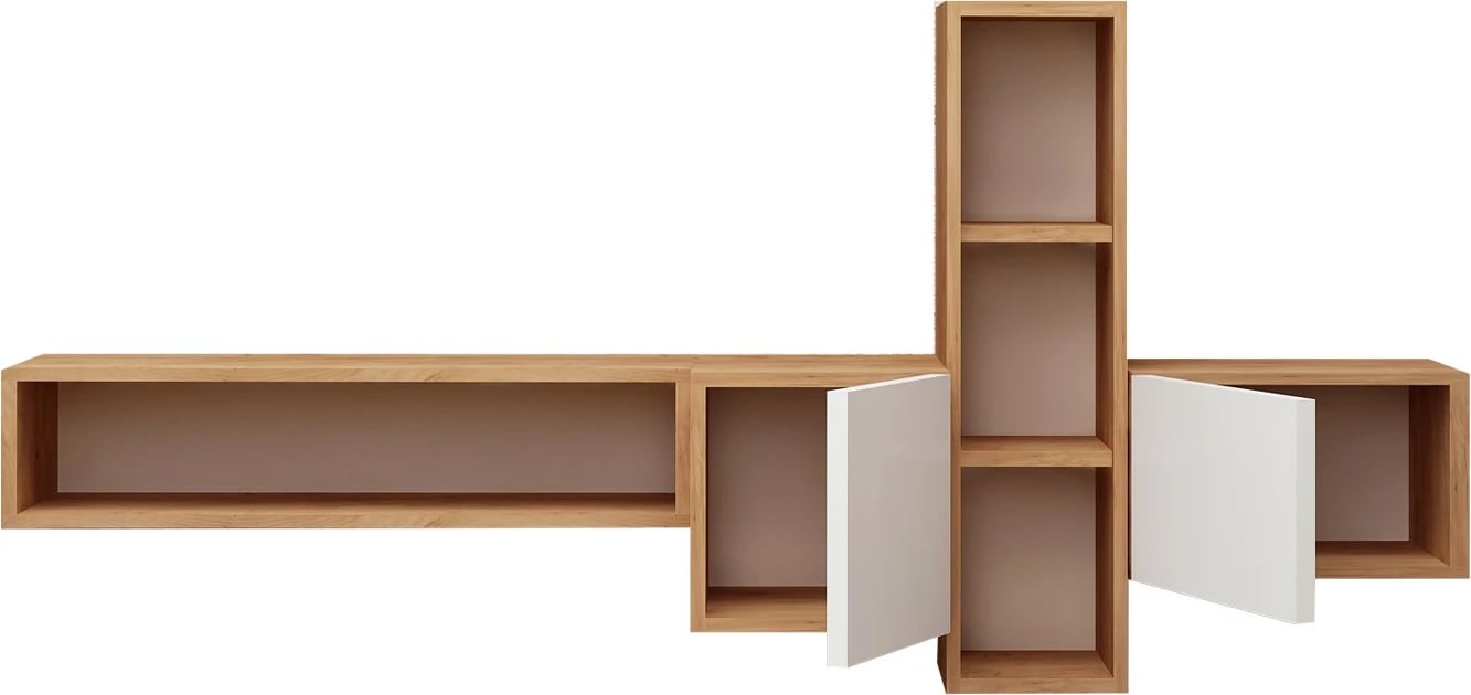 Komodë TV Hanah Home, ngjyrë kumkuat, dru lis dhe e bardhë