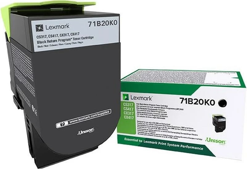 Toner Lexmark 71B20K0, i zi, 1 copë
