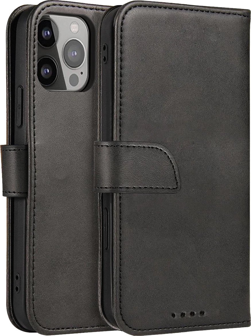 Mbështjellës Hurtel Magnet Case me kapak dhe mbajtëse për iPhone 14 Pro Max, e zezë