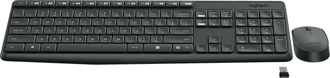 Set tastierë dhe maus wireless Logitech MK235, full-size, RF Wireless, gri