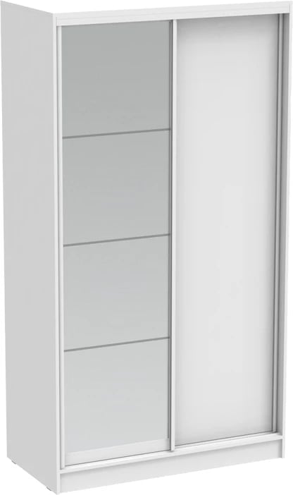 Dollap rrëshqitës dy-fletësh me pasqyrë, ngjyrë e bardhë, 120x60x220cm