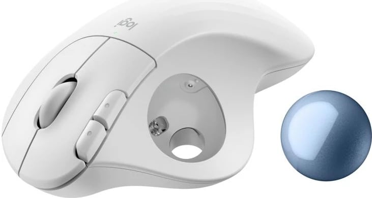 Maus trackball Logitech ERGO M575S 910-007030, wireless, Bluetooth, butona anësorë, i bardhë