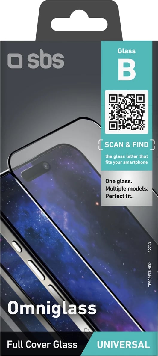 Mbrojtës ekrani xhami të temperuar, SBS, Omniglass B, Full Cover universal, ngjitje e plotë, transparent