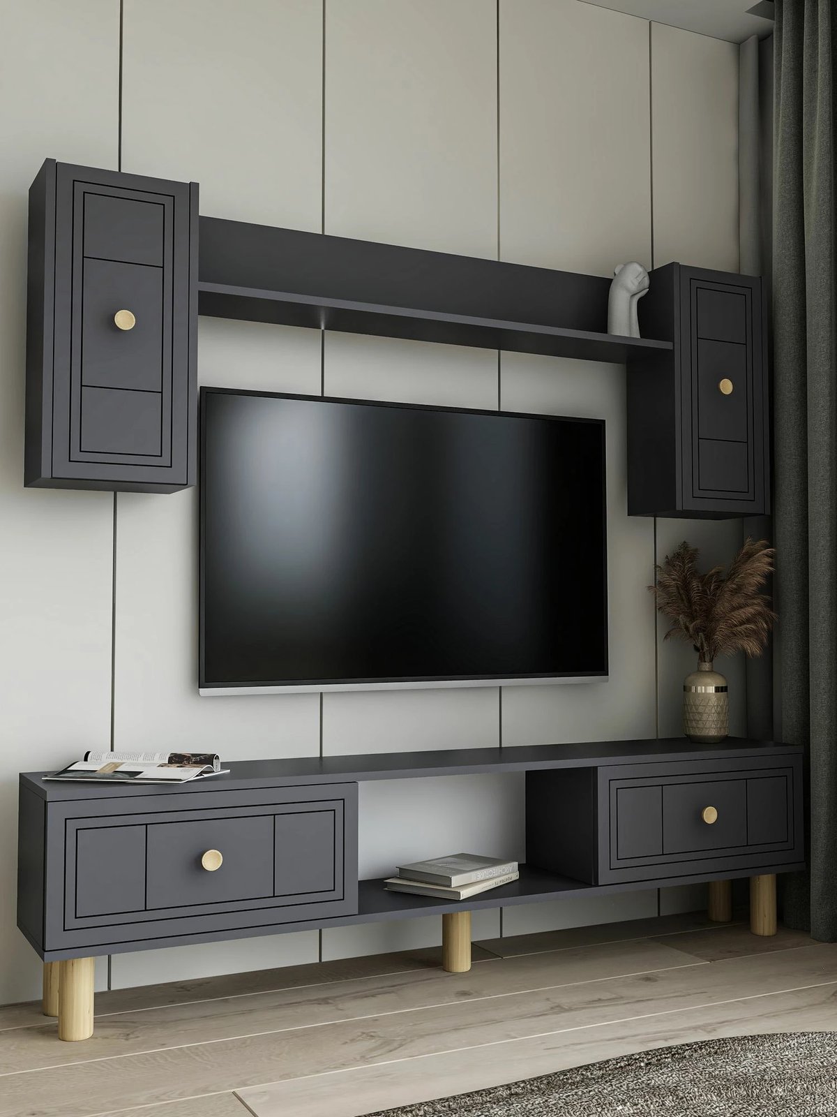 Njësi TV Dario Bohem, ngjyrë antracit, Skye Decor