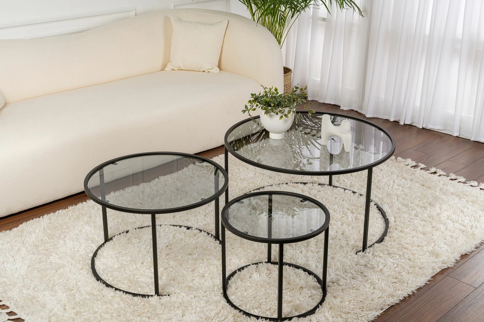 Set tavolinash kafeje Nordure, Aurum - 80, 60, 42 - e zezë, gri