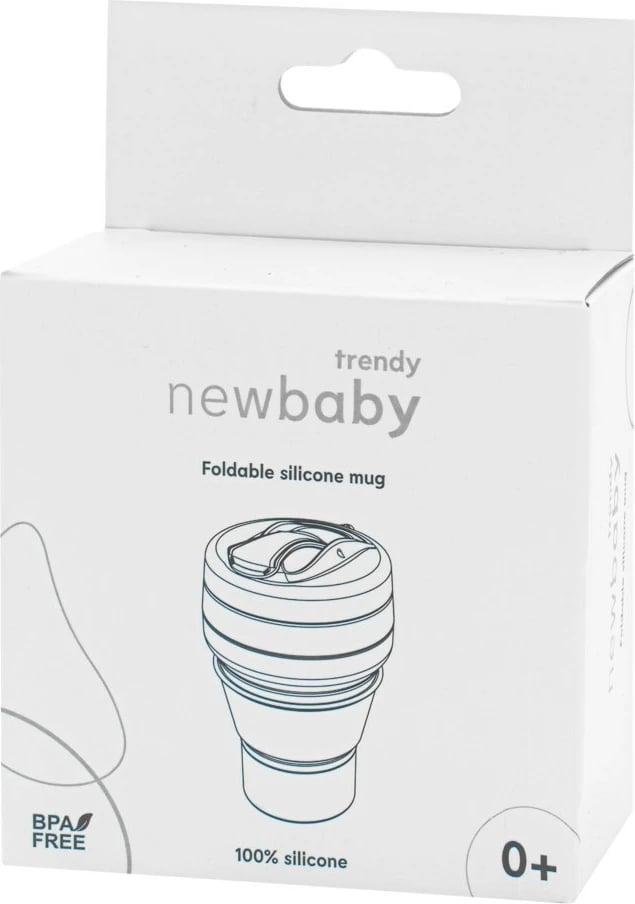 Gotë palosëse silikoni, New Baby, 350 ml, me karabinë, gri