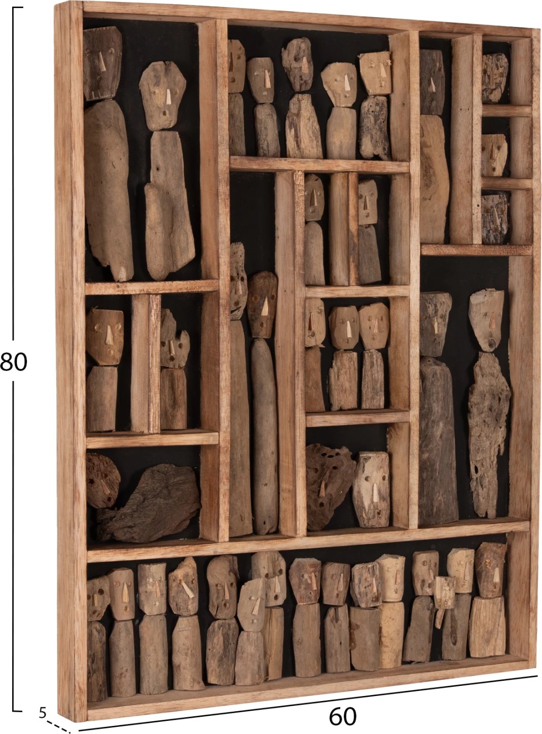 Dekor për mur MYST FH4275 kornizë me figura prej druri të lundruar 60x5x80 cm