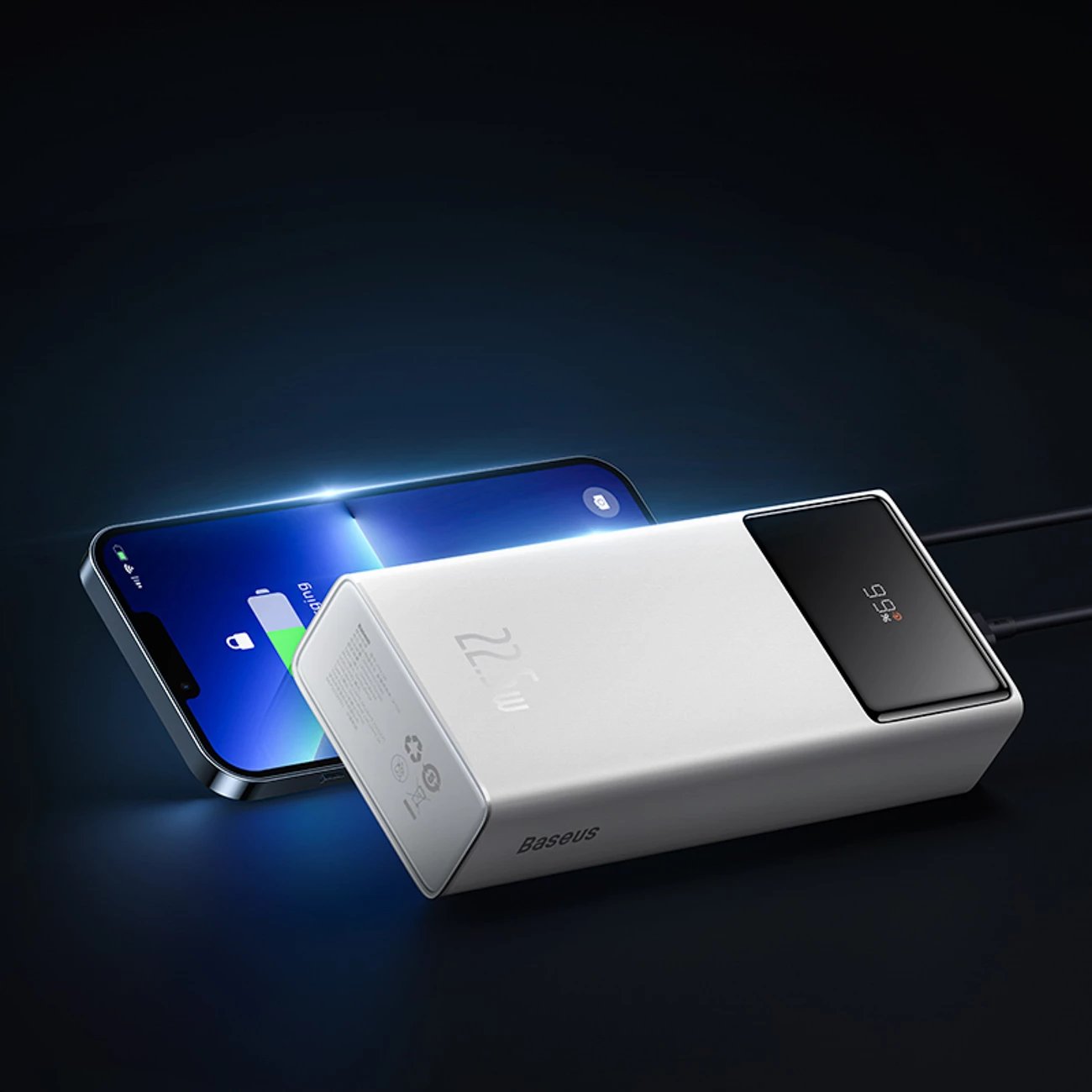 Powerbank Baseus EnerFill FP41, 30000mAh, 22.5W, me kabllo USB-A në USB-C, Bardhë