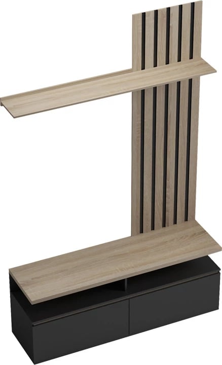 Set salloni Perlento, ngjyrë e zezë dhe sonoma, 140x41x219.5cm