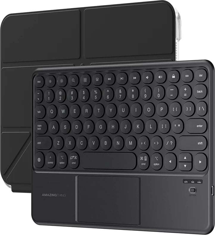 Mbështjellës me tastierë Bluetooth me touchpad, AmazingThing, Minimal Case KeyLite Combo, për iPad Air 11" (M3 2025), kënd i rregullueshëm, i zi