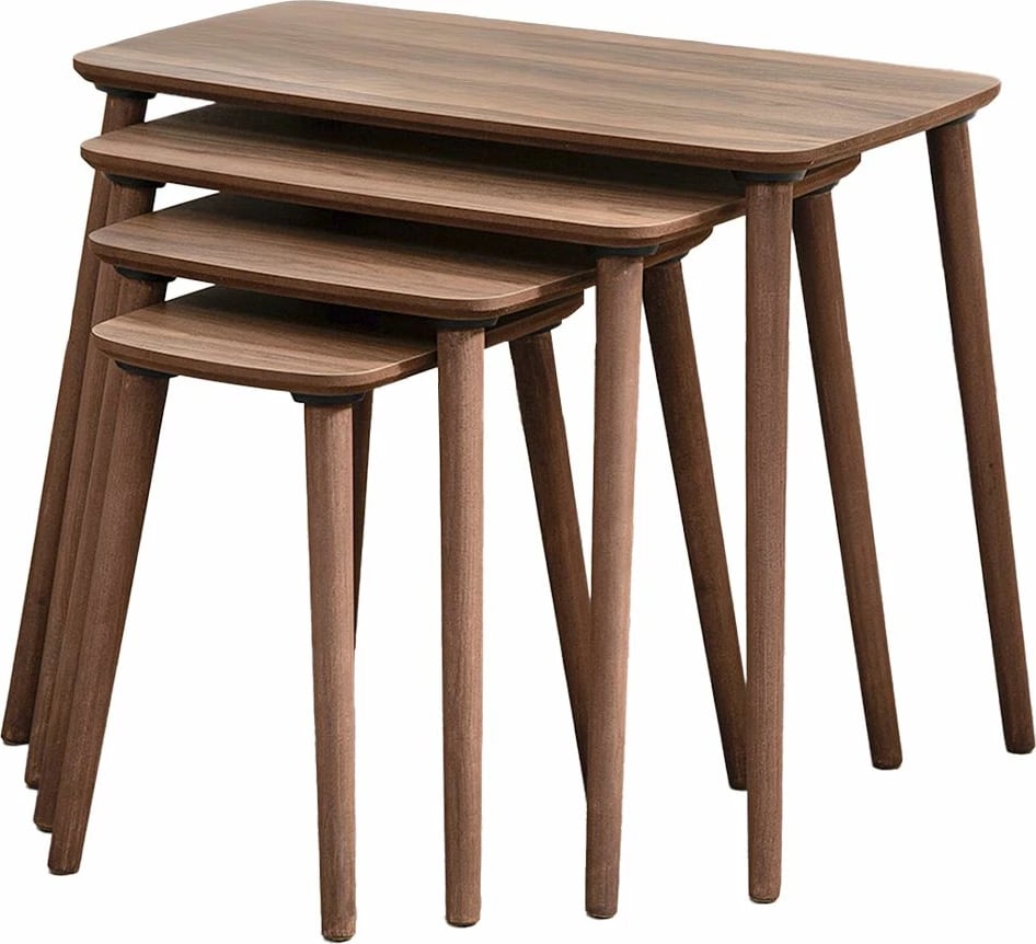 Set tavolinash ndihmëse (4 copë), Skye Decor, ngjyrë arre, Luci