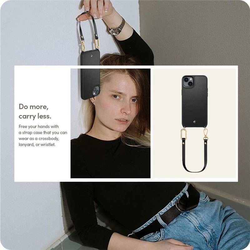 Mbështjellës Spigen Cyrill Classic Charm Mag për iPhone 14 Plus, MagSafe, i zi, me rrip