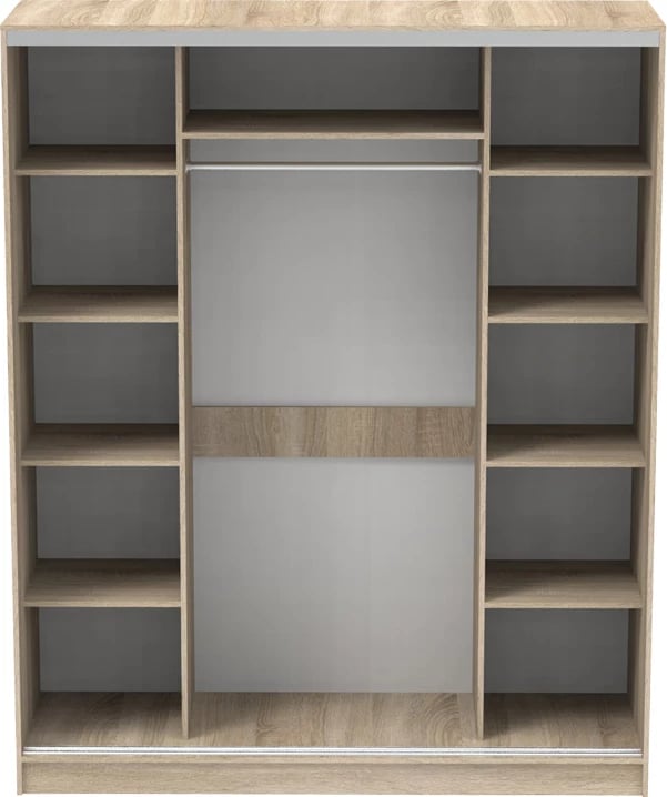 Dollap me dy dyer rrëshqitëse, pasqyrë, ngjyrë sonoma, 180x60x220cm