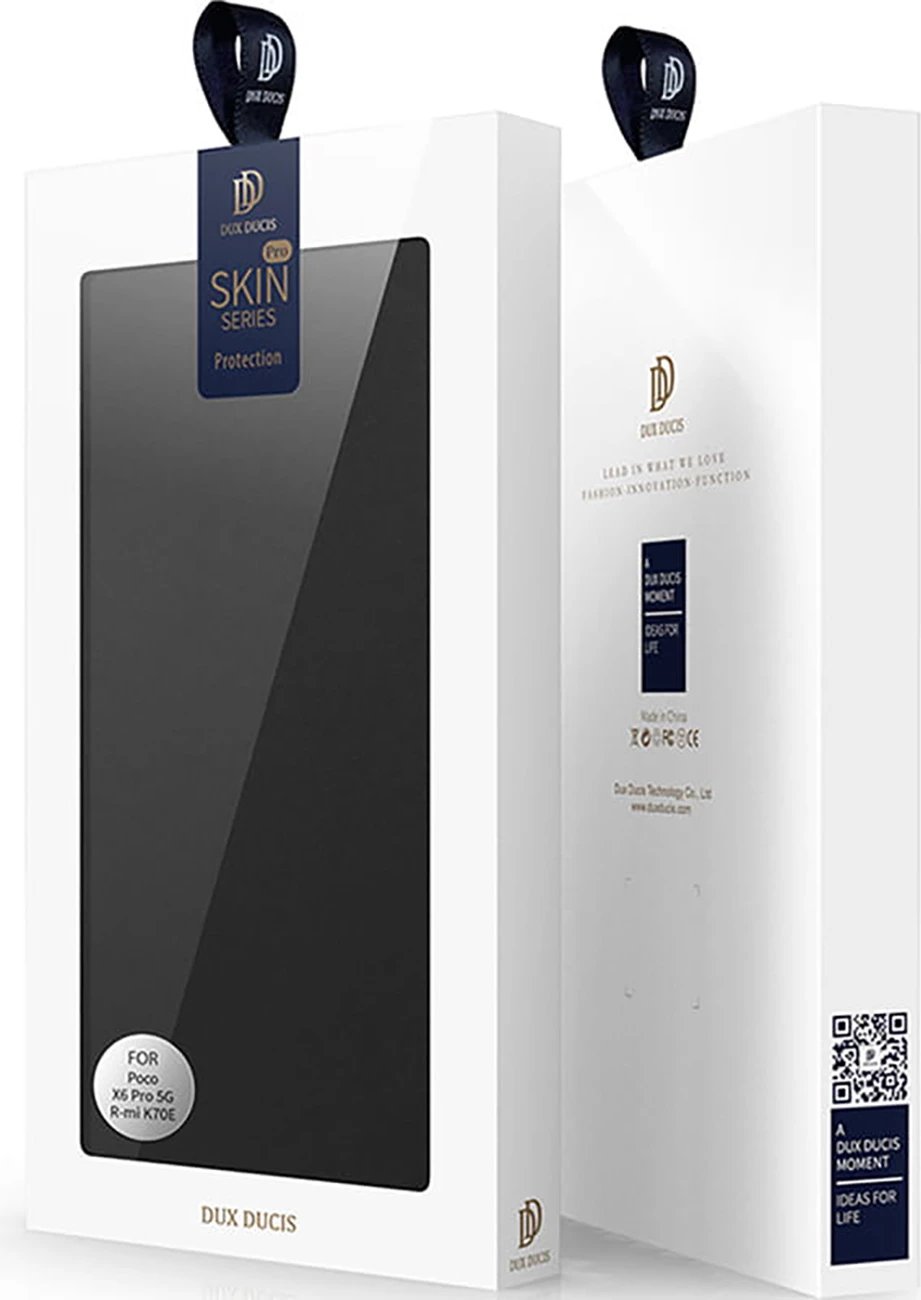 Mbështjellës Dux Ducis Skin Pro për Xiaomi Poco X6 Pro 5G/Redmi K70E, me kapak, xhep për kartela, e zezë