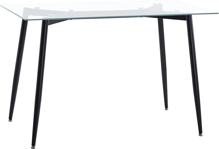 Set tavoline me karrige, xham i tejdukshëm, këmbë të zeza, Quana-Julita, 120x70x75cm, 5 copë