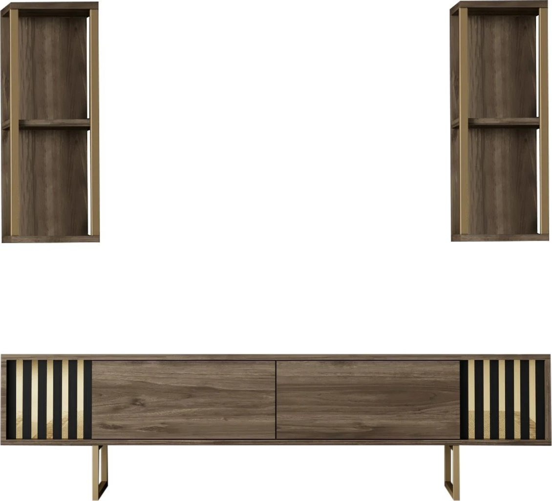 Set mobiljesh për dhomë dite Hanah Home, Gold Line, ngjyrë arrë, e artë