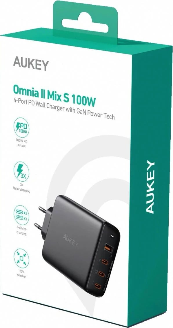 Karikues muri AUKEY PA-B7S Omnia II, 100W, 4xUSB (3xUSB-C + 1xUSB-A), i zi