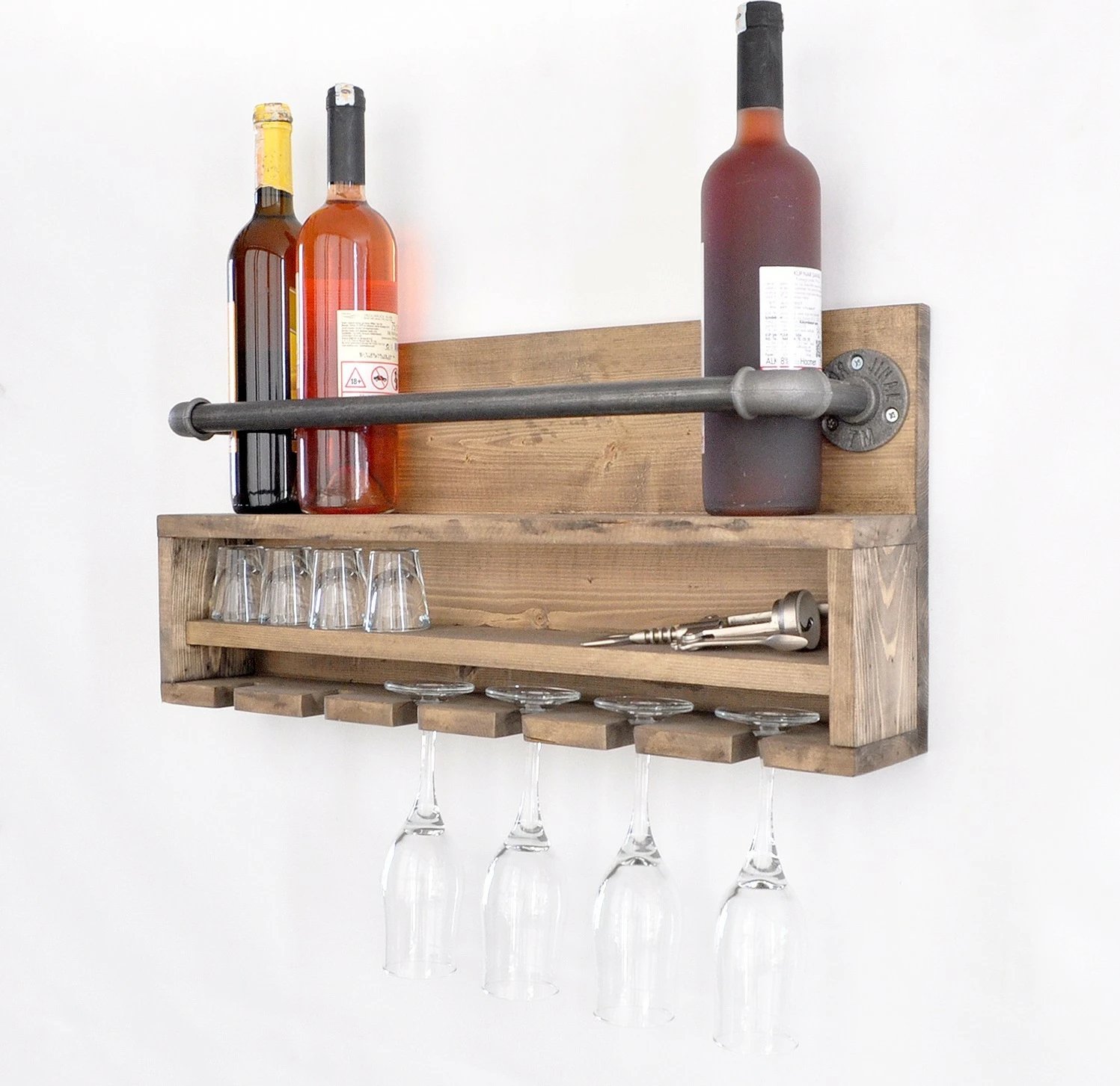 Raft muri me tuba, dru bredhi, ngjyrë arre e zezë, Boruraf216